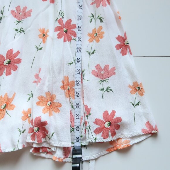 Privacy Please White Orange Floral Mini Dress V Neck Short Sleeve Tie Waist S - Picture 11 of 13